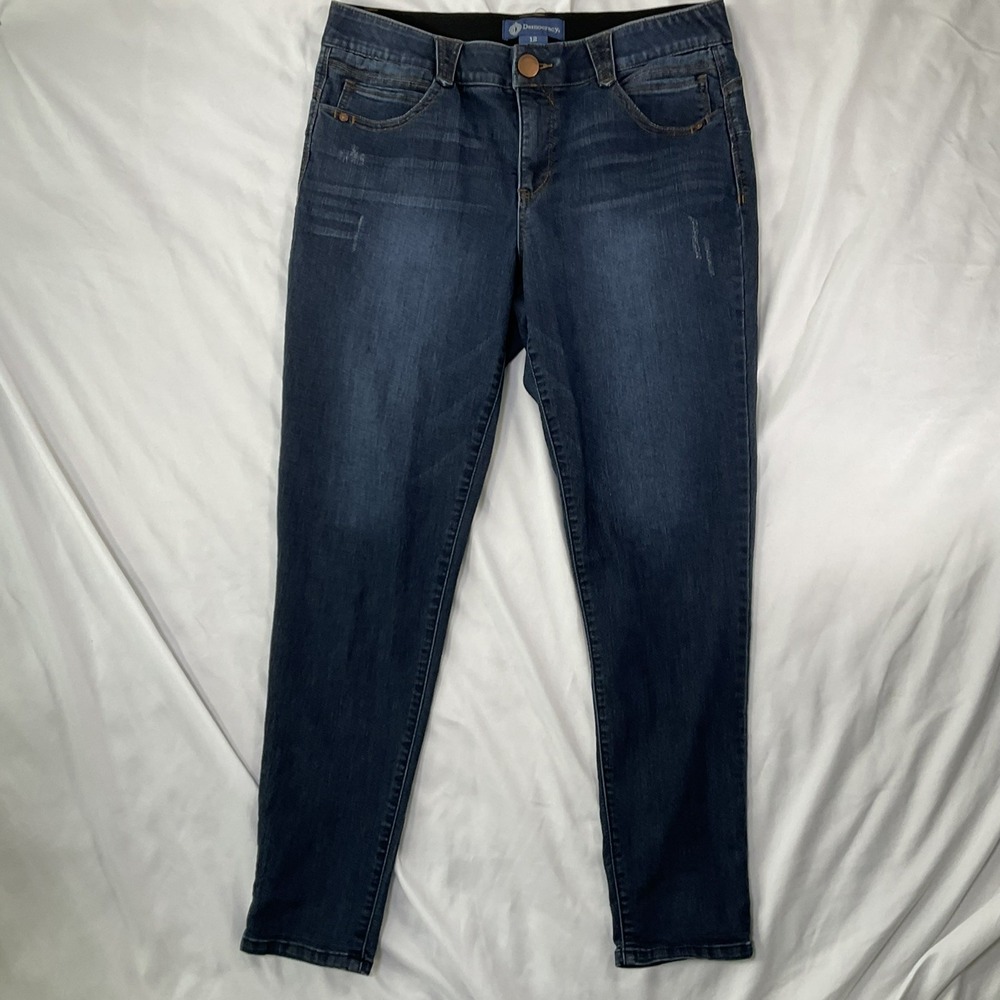 Democracy Ab Solution Dark Wash Distressed Skinny Jeans Size 12 Trendy 566